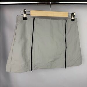 ZARA Mini Skirt Size S Gray Utility Zipper Front Adjustable A-Line NWT